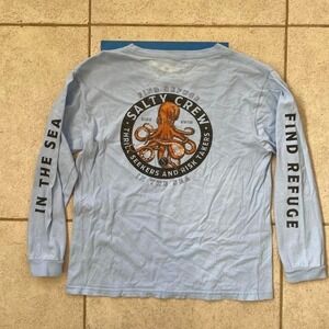 Salty Crew Find Refuge In The Sea Octopus‎ Graphic Long Sleeve Light Blue Shirt